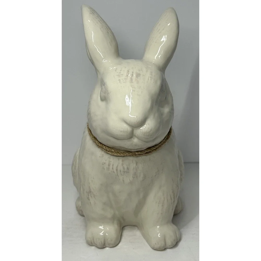 Rabbit‎ Figurine Ceramic White 8.5